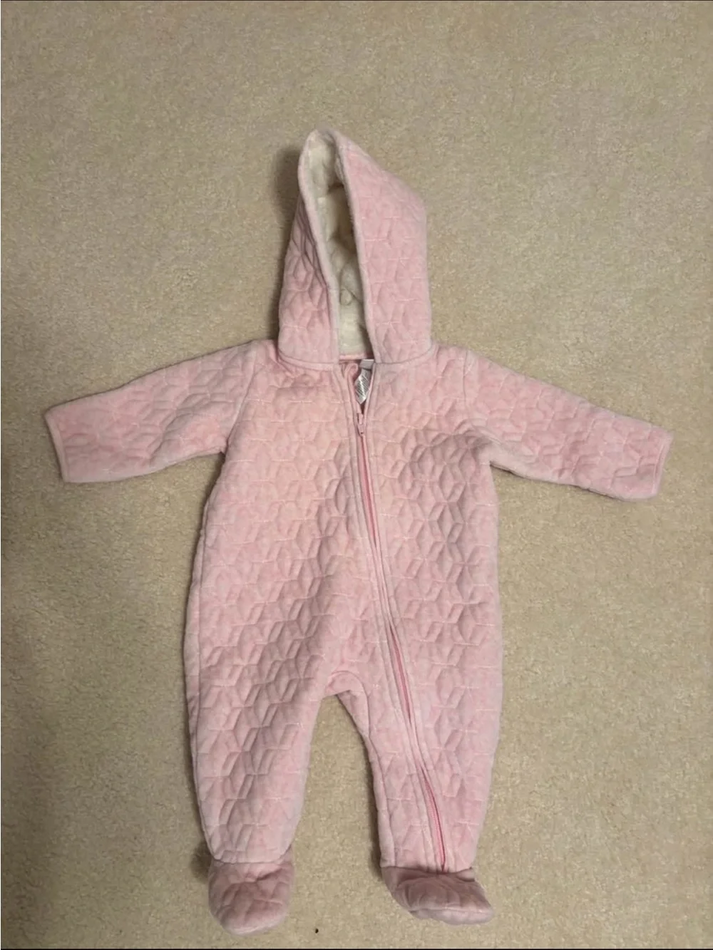Nordstrom Pink Quilted Hooded Footed Baby One-Piece bunting
